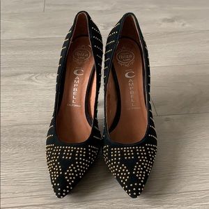 Jeffrey Campbell gold stud heels